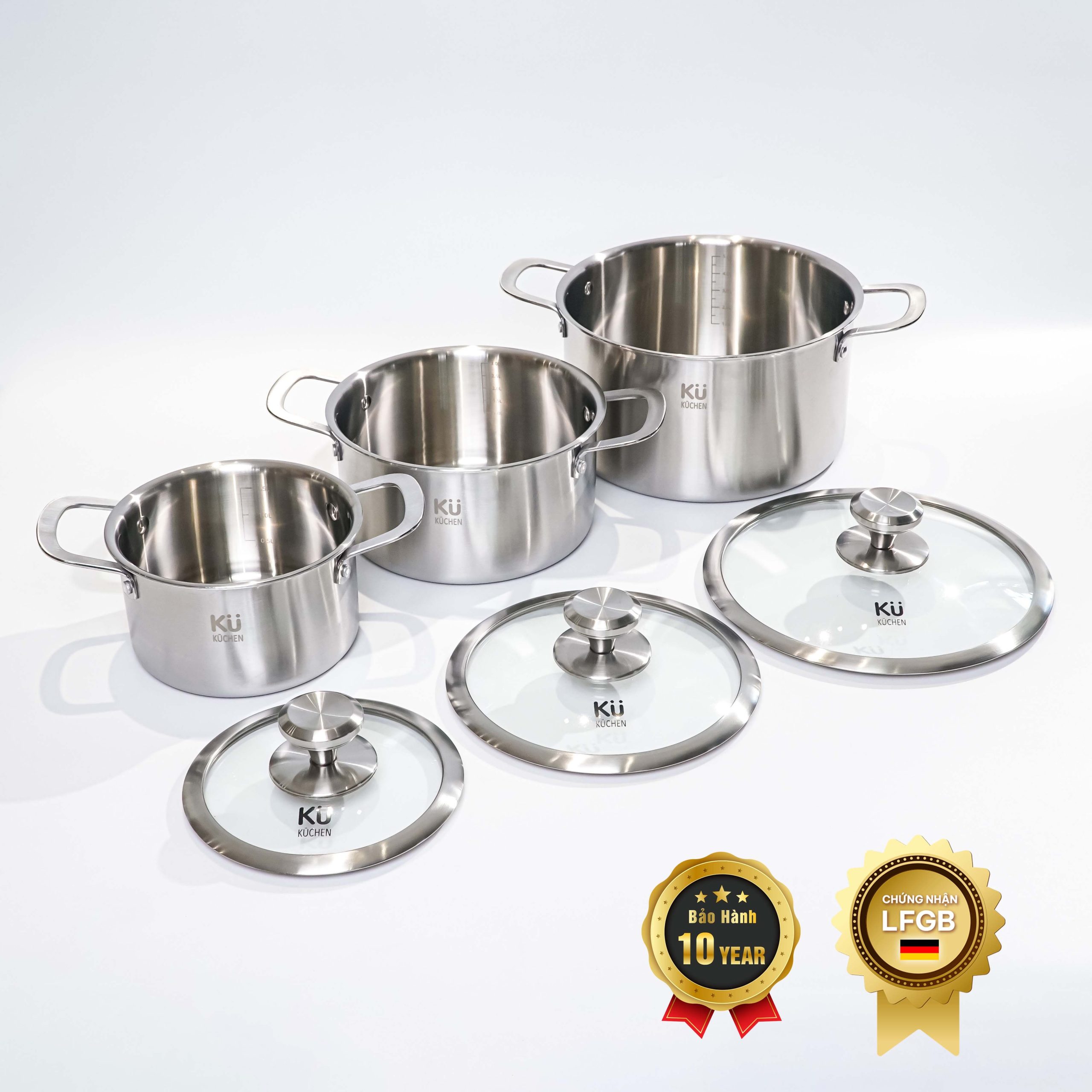 Nồi inox cao cấp KU 3326 size 20 có nắp (LFGB)