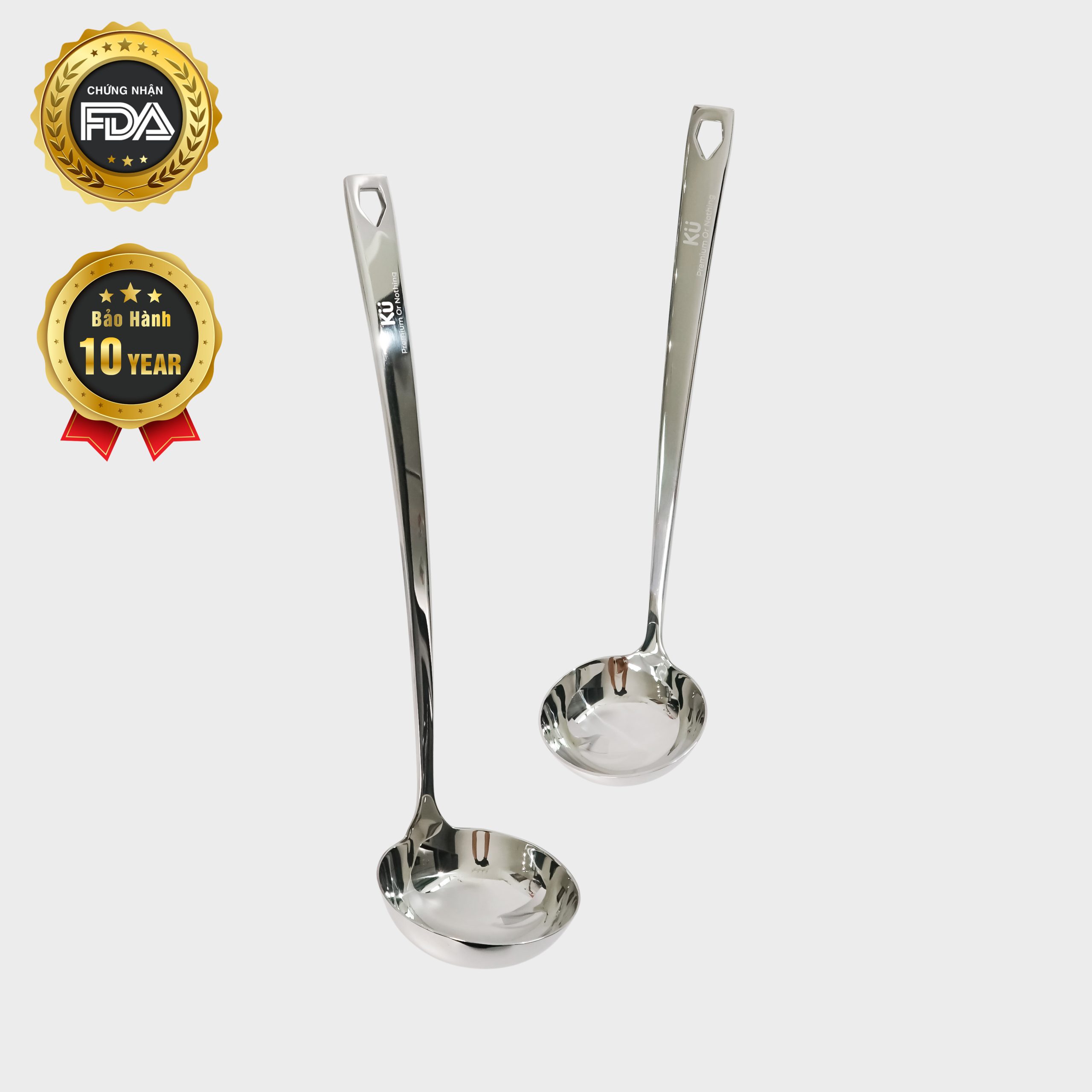 Sét 2 muỗng/muôi/vá nguyên khối inox 304 mã SK-SP1-1/SK-SP1-2