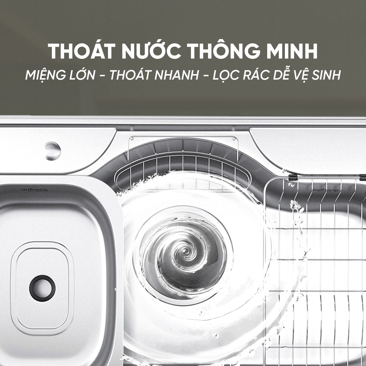 Chậu đơn rửa bát Wonang WKJ08551 một hố inox 304 – Made In Korea