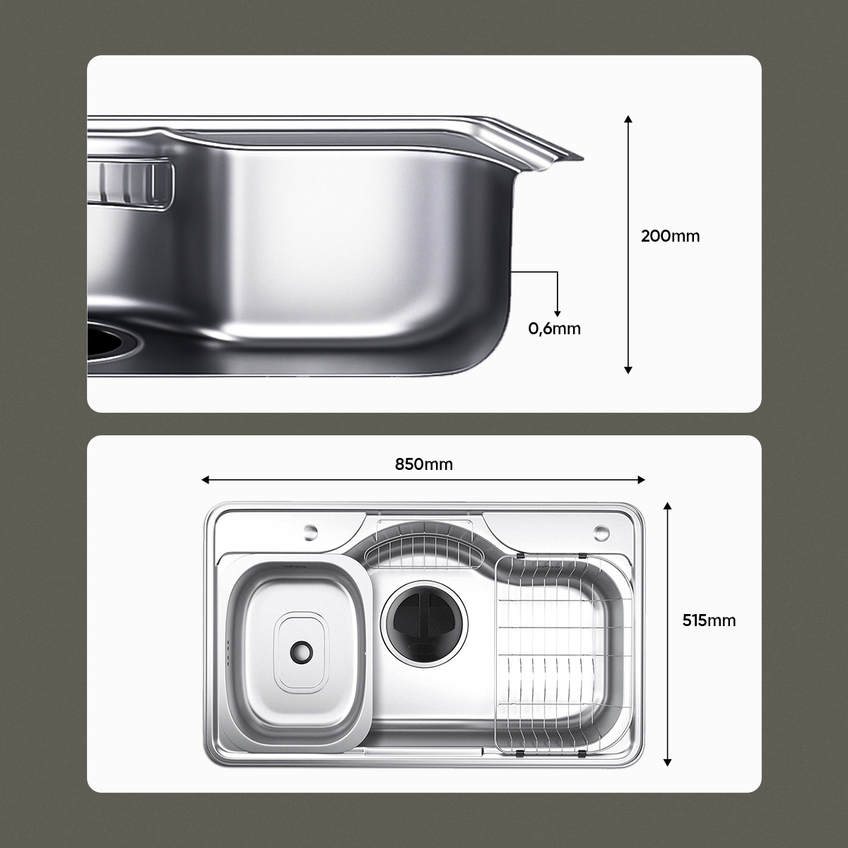 Chậu đơn rửa bát Wonang WKJ08551 một hố inox 304 – Made In Korea