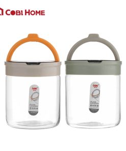 Hũ thủy tinh đựng gia vị, thực phẩm có nắp khóa an toàn, màu ngẫu nhiên 700ml_364385