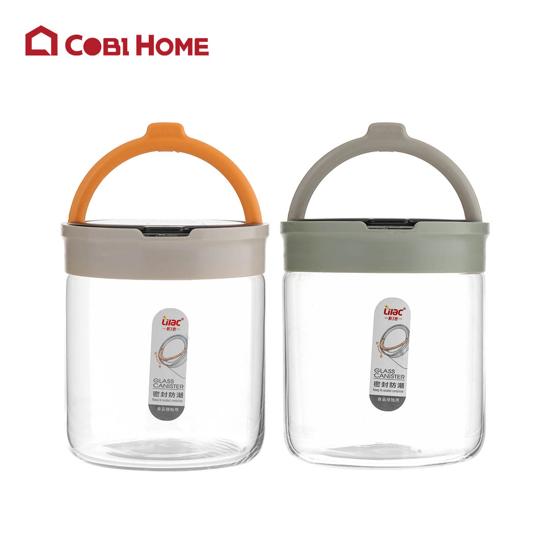 Hũ thủy tinh đựng gia vị, thực phẩm có nắp khóa an toàn, màu ngẫu nhiên 700ml_364385