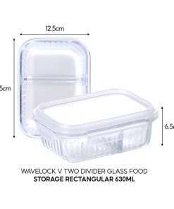 Hộp đựng thực phẩm thủy tinh 2 ngăn Wavelock V 630ML_364370