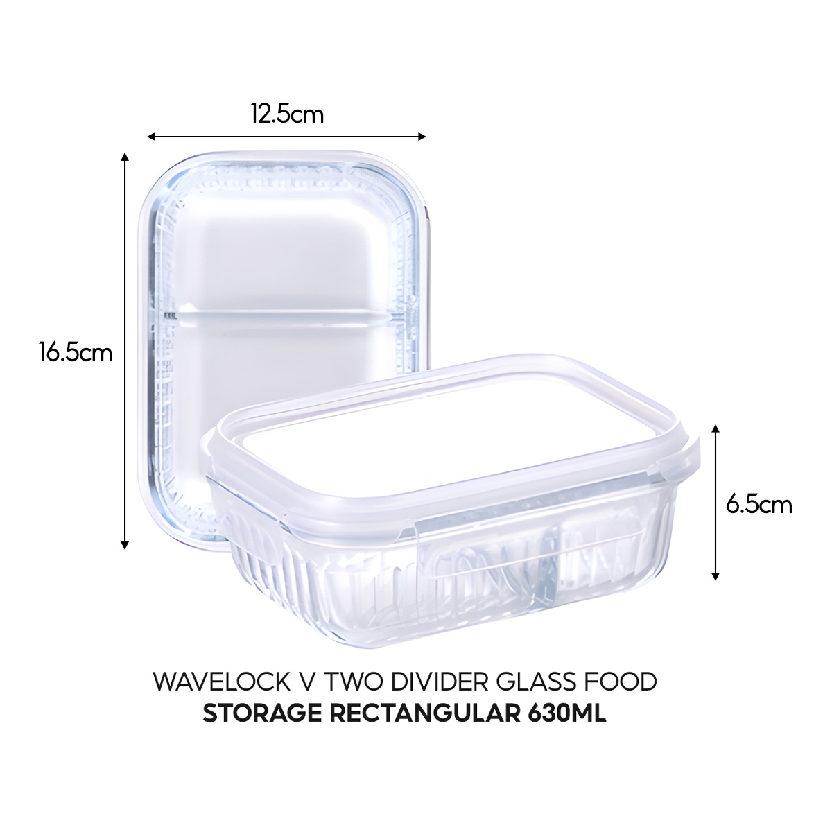 Hộp đựng thực phẩm thủy tinh 2 ngăn Wavelock V 630ML_364370