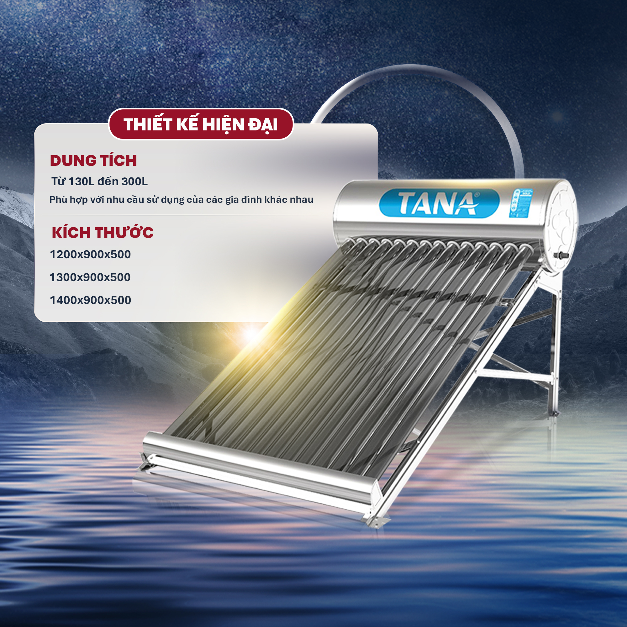 Máy nước nóng Năng lượng mặt trời TA-GO 180L – (Phân phối từ khu vực Bình Định trở ra phía Bắc)