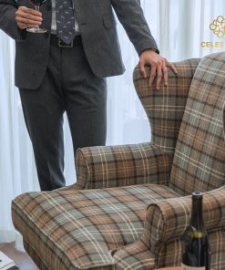 Ghế armchair CELESTINE Queen Anne Wingchair vải kẻ Anh