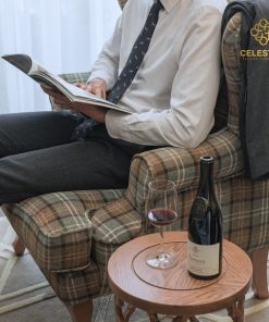 Ghế armchair CELESTINE Queen Anne Wingchair vải kẻ Anh