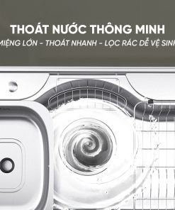 Chậu kép rửa bát Wonang WKJ08551 một hố inox 304 – Made In Korea (kèm chậu phụ)