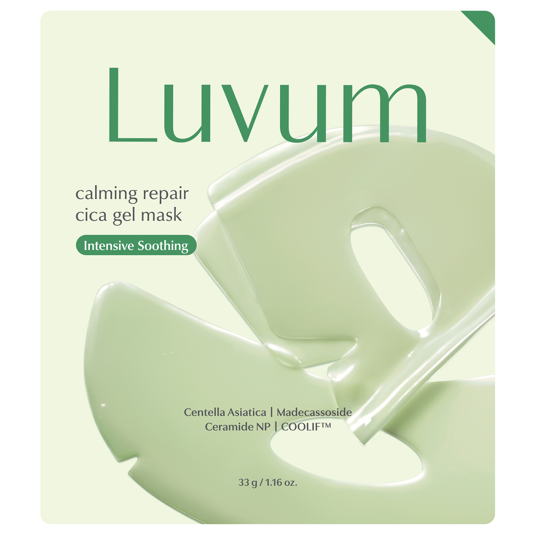 Mặt nạ thạch LUVUM Calming Repair Cica Gel Mask hỗ trợ làm dịu da (hộp 5 miếng x 33g)