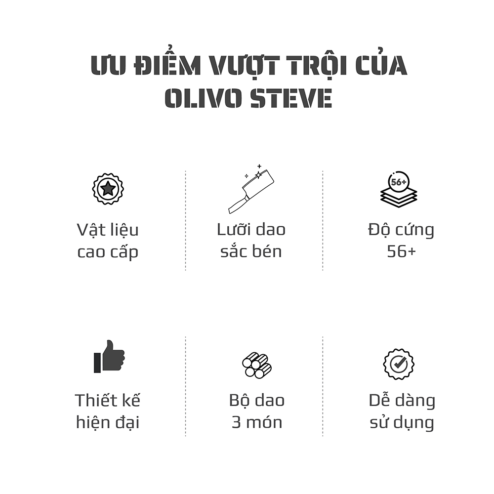 Bộ dao 3 món OLIVO Steve
