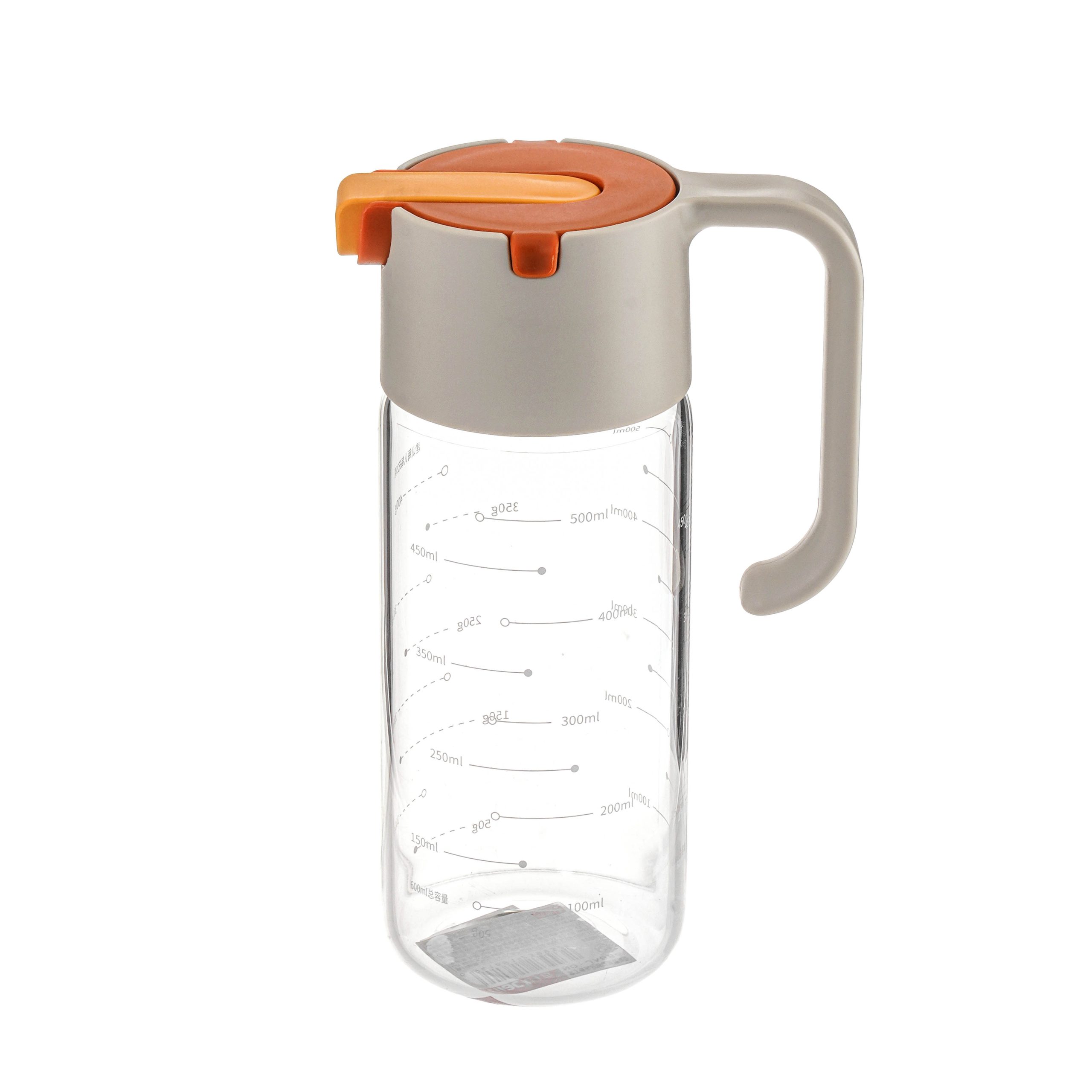 Bình dầu thủy tinh tự mở nắp có tay cầm dung tích 600ml có chia dung tích_376072