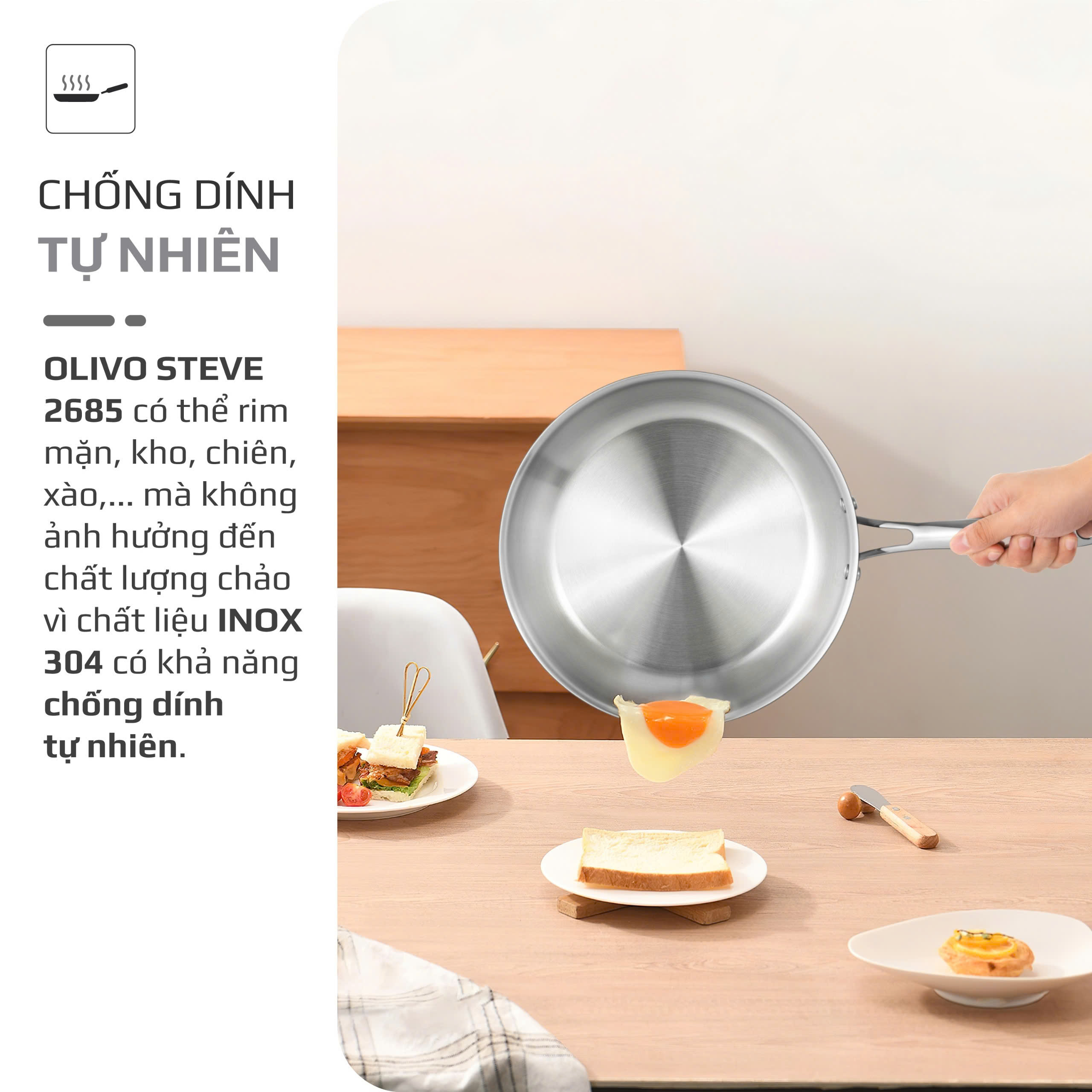 Chảo inox OLIVO 2685