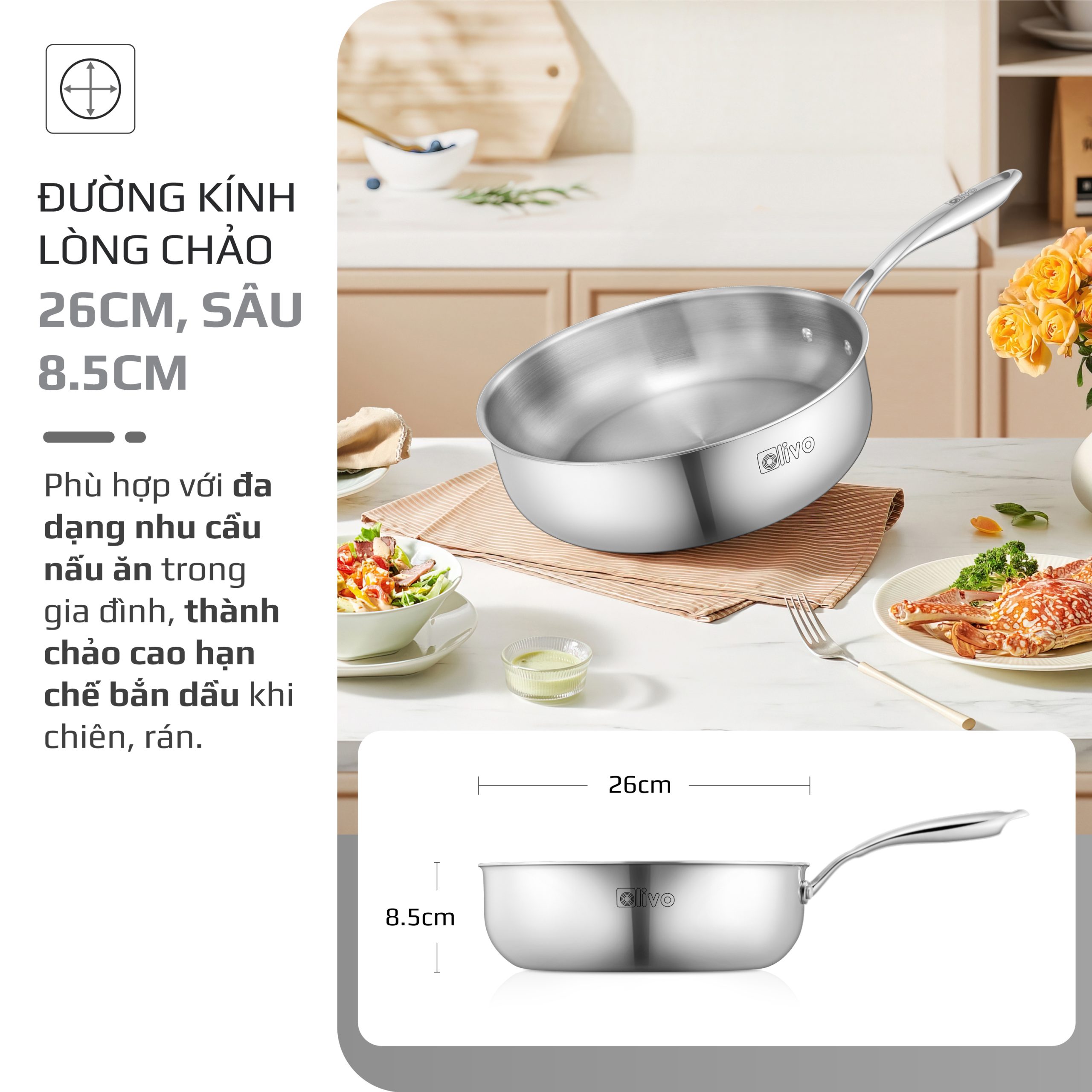 Chảo inox OLIVO 2685