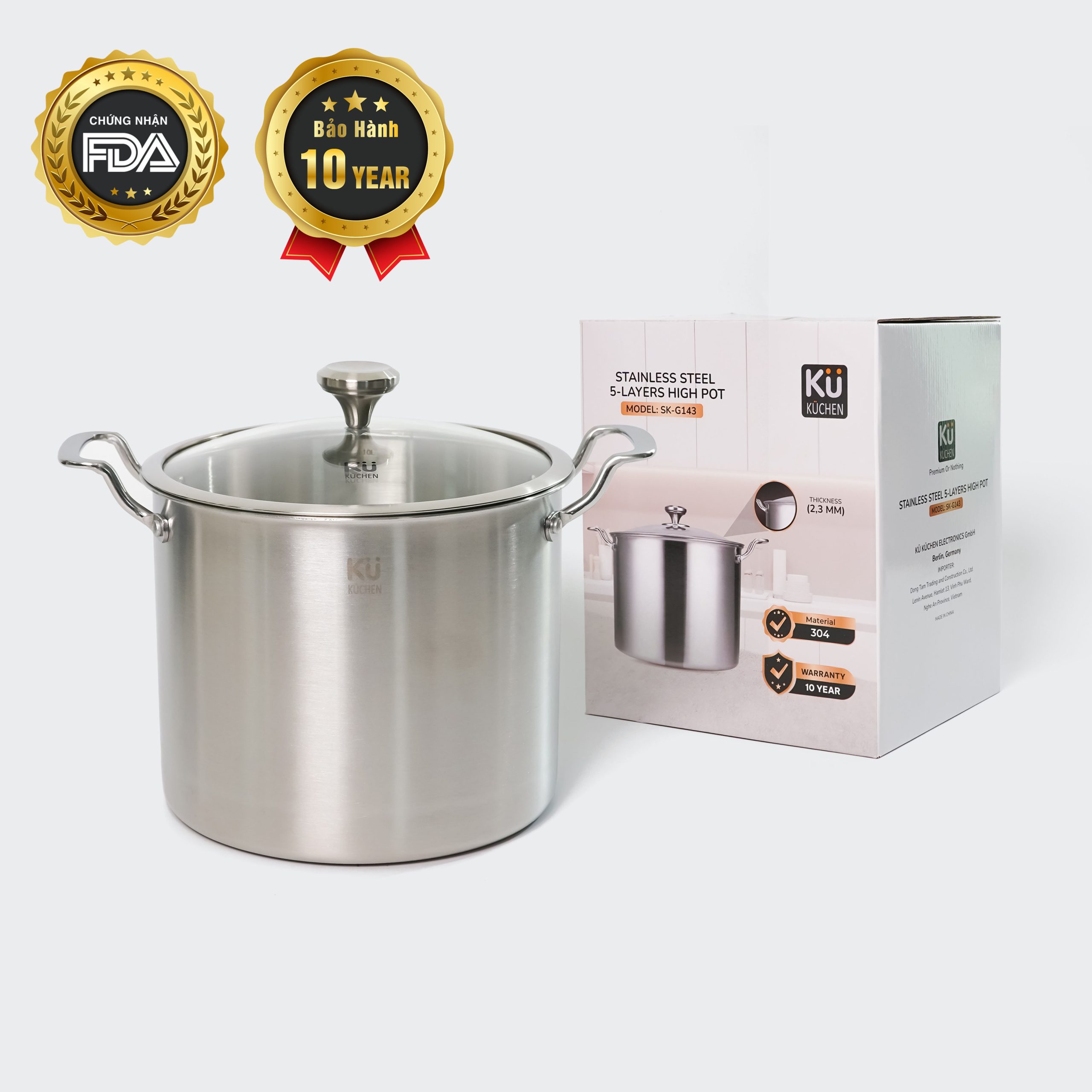 Nồi luộc gà 5 lớp inox 304 26cm