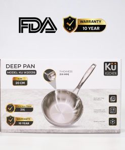 Chảo inox 316 20cm lòng sâu cao cấp KUCHEN KU W201316