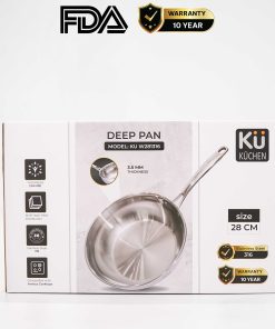 Chảo inox 316 28cm lòng sâu cao cấp KUCHEN KU W281316