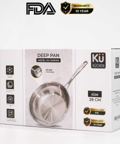 Chảo inox 316 28cm lòng sâu cao cấp KUCHEN KU W281316