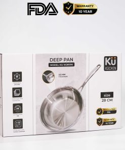 Chảo inox 316 28cm lòng sâu cao cấp KUCHEN KU W281316