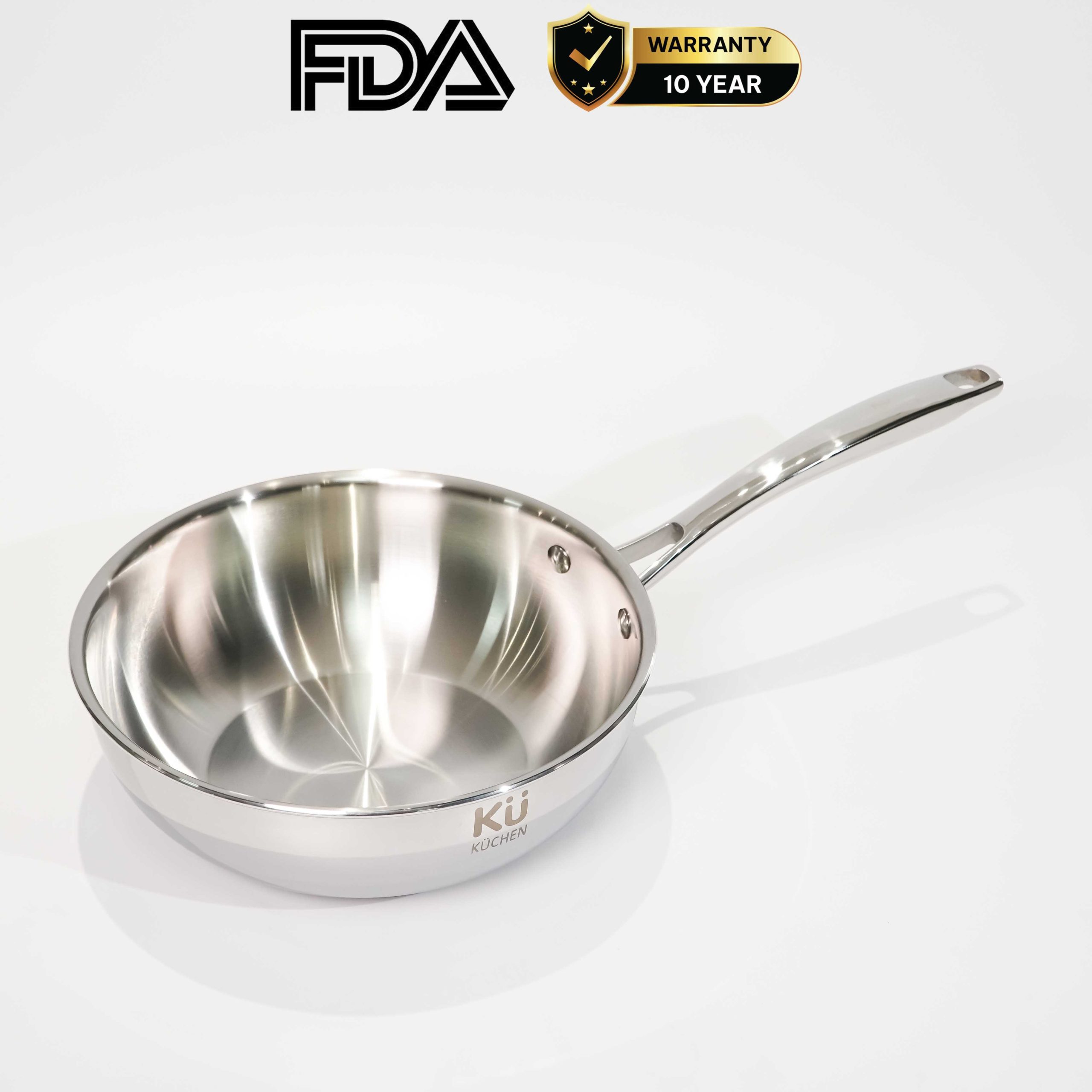 Chảo inox 316 24cm lòng sâu cao cấp KUCHEN KU W241316