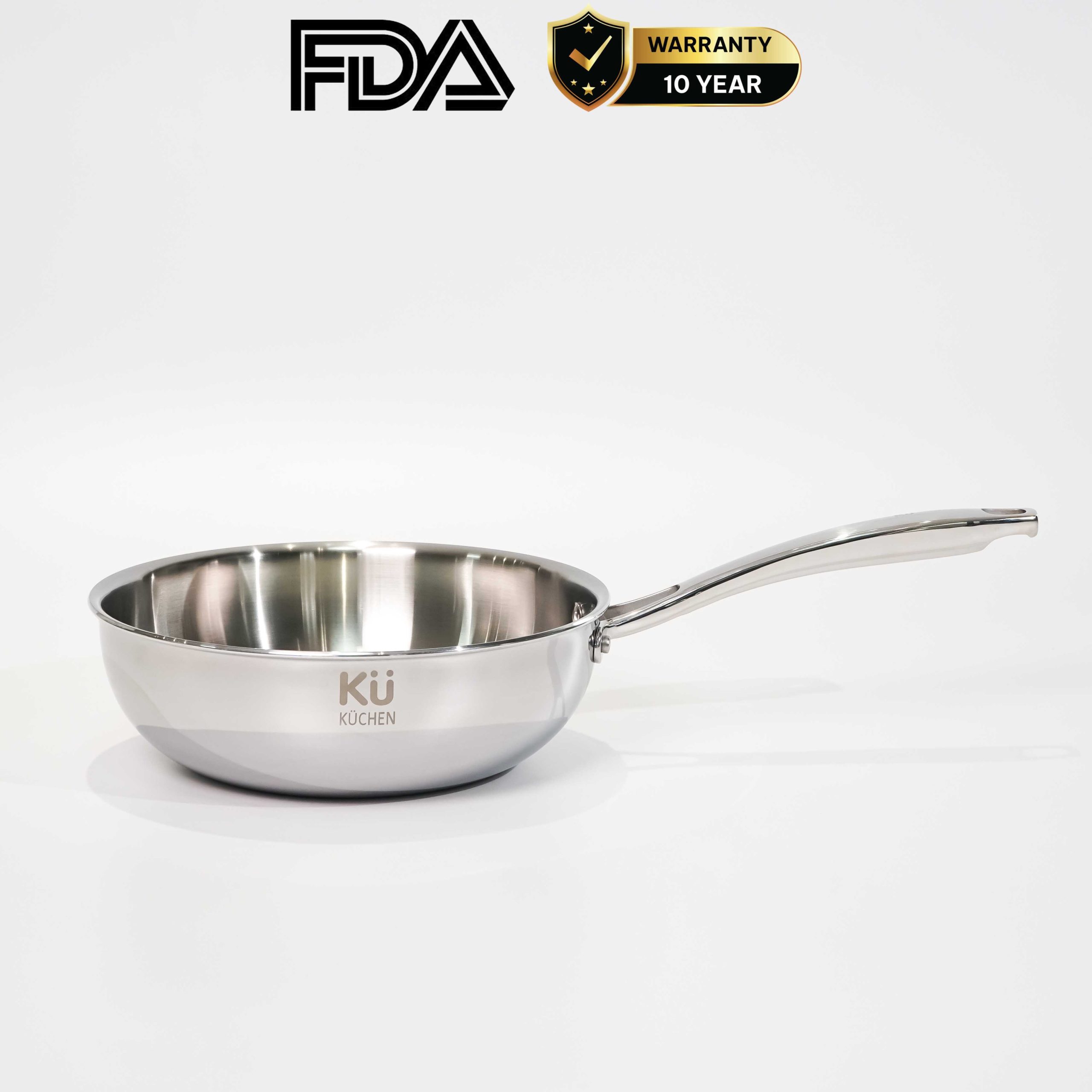 Chảo inox 316 24cm lòng sâu cao cấp KUCHEN KU W241316