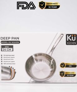 Chảo inox 316 24cm lòng sâu cao cấp KUCHEN KU W241316