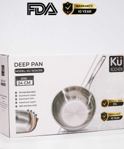 Chảo inox 316 24cm lòng sâu cao cấp KUCHEN KU W241316