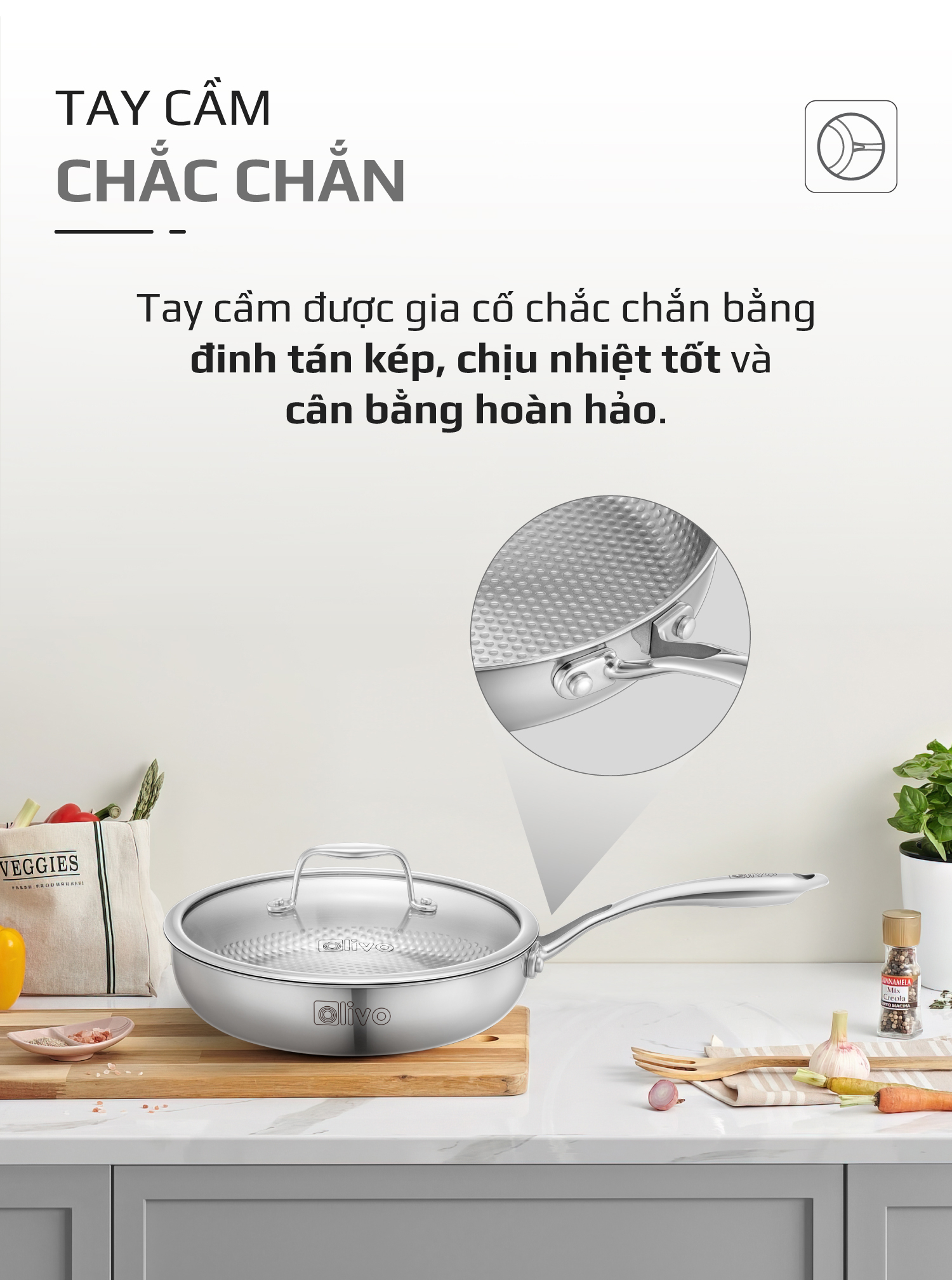 Chảo INOX OLIVO STEVE 2455 PRO