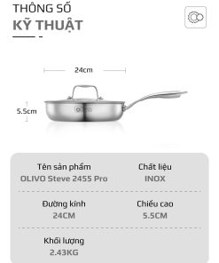 Chảo INOX OLIVO STEVE 2455 PRO