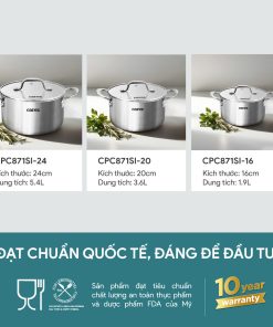 Nồi inox cao cấp Carez CPC871SI24SN kích cỡ 24cm