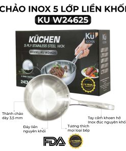 Chảo inox 5 lớp liền khối KU W24625