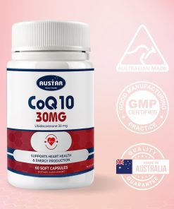 Viên uống Austar CoQ10 30mg – Hỗ Trợ Sức Khỏe Tim Mạch (Hộp 60 viên)