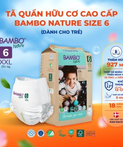 Tã Quần trẻ em số 6- Bambo Nature size 6, Từ 15kg +, 18miếng/gói