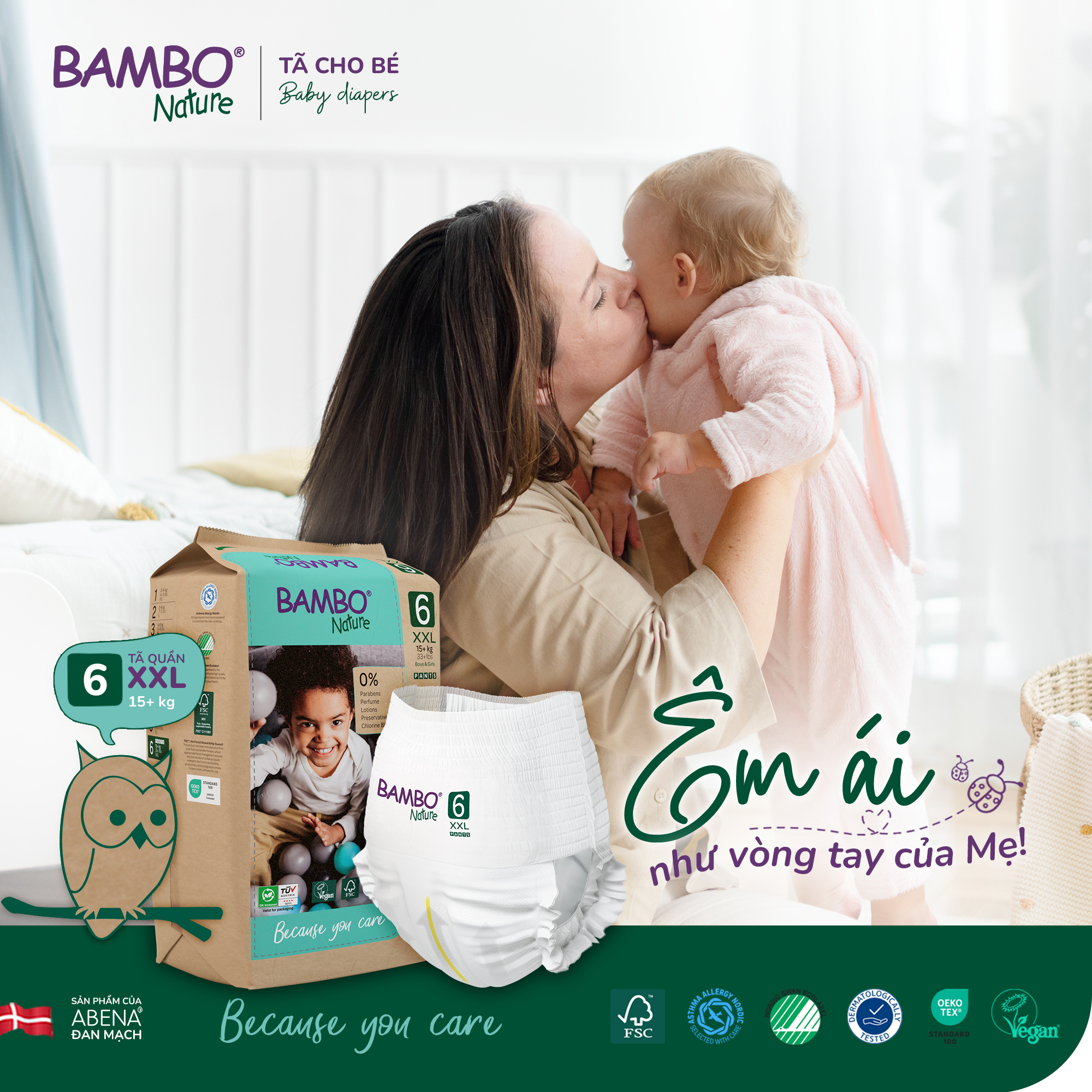 Tã Quần trẻ em số 6- Bambo Nature size 6, Từ 15kg +, 18miếng/gói