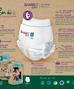 Tã Quần trẻ em số 6- Bambo Nature size 6, Từ 15kg +, 18miếng/gói