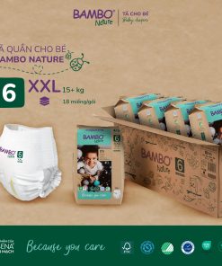 Tã Quần trẻ em số 6- Bambo Nature size 6, Từ 15kg +, 18miếng/gói