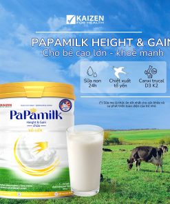Sữa non tổ yến Papamilk Height & Gain giúp tăng cân tăng chiều cao cho Trẻ từ 1-19 tuổi – Lon 830G