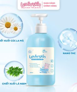 Sữa tắm gội dịu nhẹ cho bé Lovin’Skin 280ml – Làm sạch, giảm và ngăn ngừa rôm sảy, hăm da