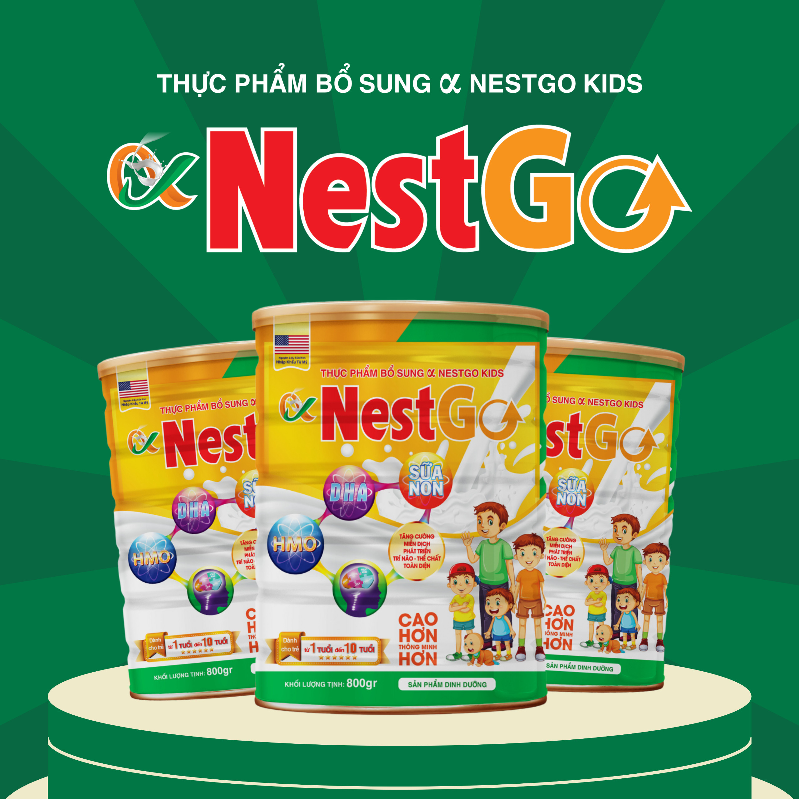 Sữa non Alpha Nest Go Kids hỗ trợ phát triển toàn diện cho trẻ từ 1-10 tuổi (Lon 800g)
