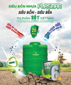 Bồn nhựa đứng Đại Thành Plasman 2.000LĐ Xanh