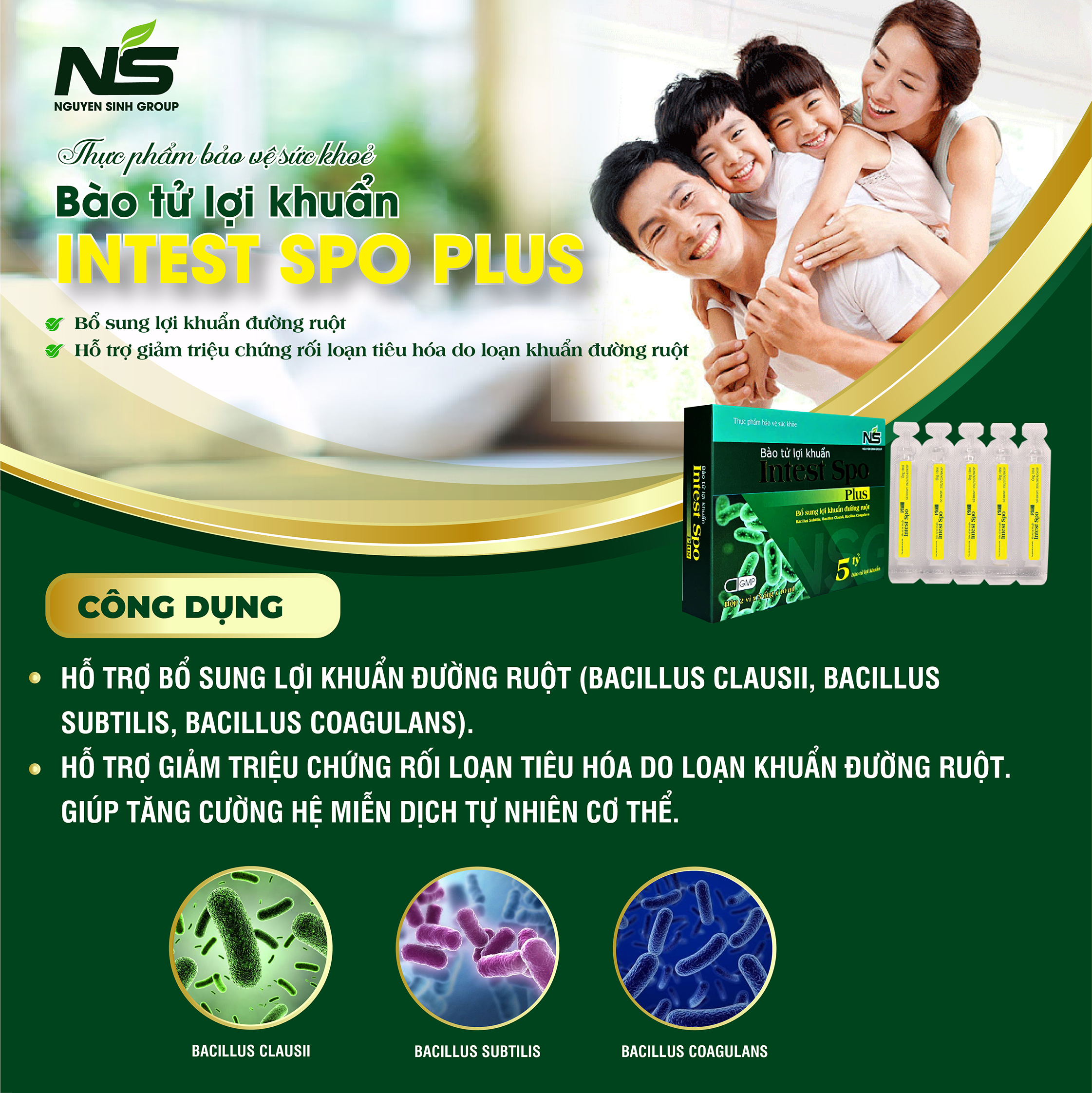 Thực phẩm bảo vệ sức khỏe bào tử lợi khuẩn Intest Spo Plus hỗ trợ tiêu hoá (hộp 2 vỉ)