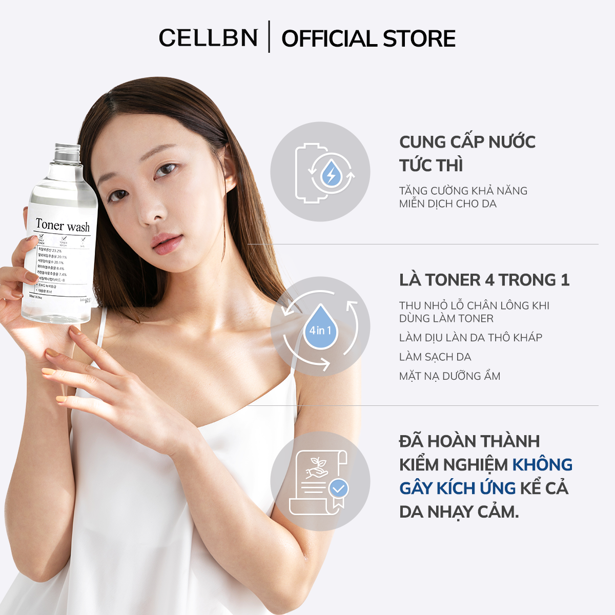Toner Dưỡng Ẩm Hyaluronic Acid CELLBN Cấp độ ẩm sâu, tăng đàn hồi, giảm sự nếp nhăn và mềm da 500ml