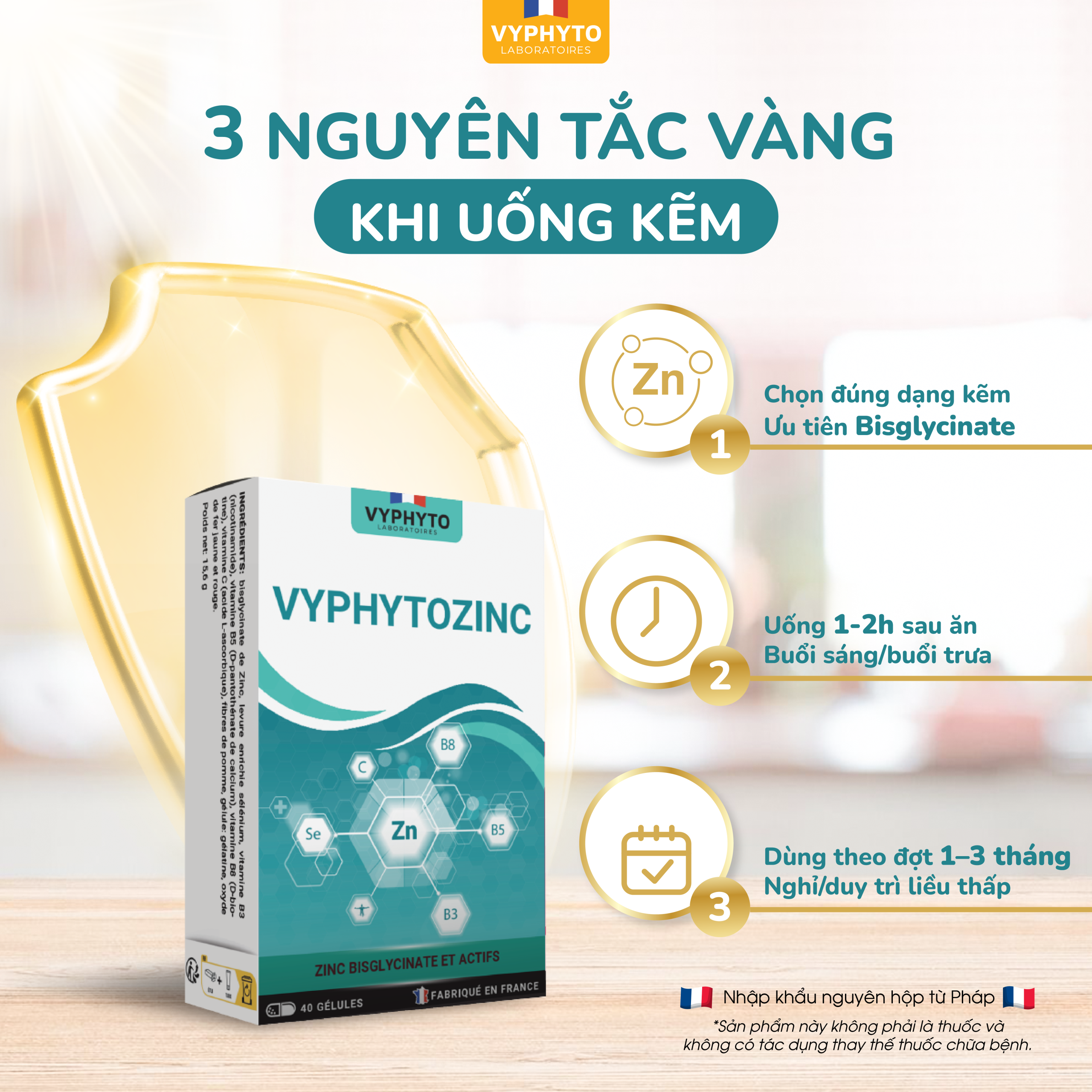 Thực phẩm bảo vệ sức khỏe VYPHYTOZINC bổ sung kẽm cho cơ thể