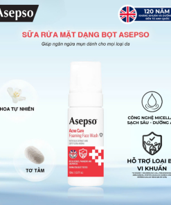 Sữa rửa mặt dạng bọt ASEPSO dành cho da mụn chiết xuất tơ tằm và hương hoa tự nhiên