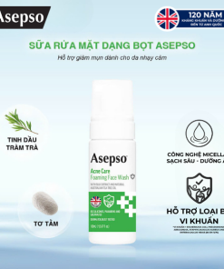 Sữa rửa mặt dạng bọt ASEPSO dành cho da mụn chiết xuất tơ tằm và tinh dầu tràm trà tự nhiên Úc