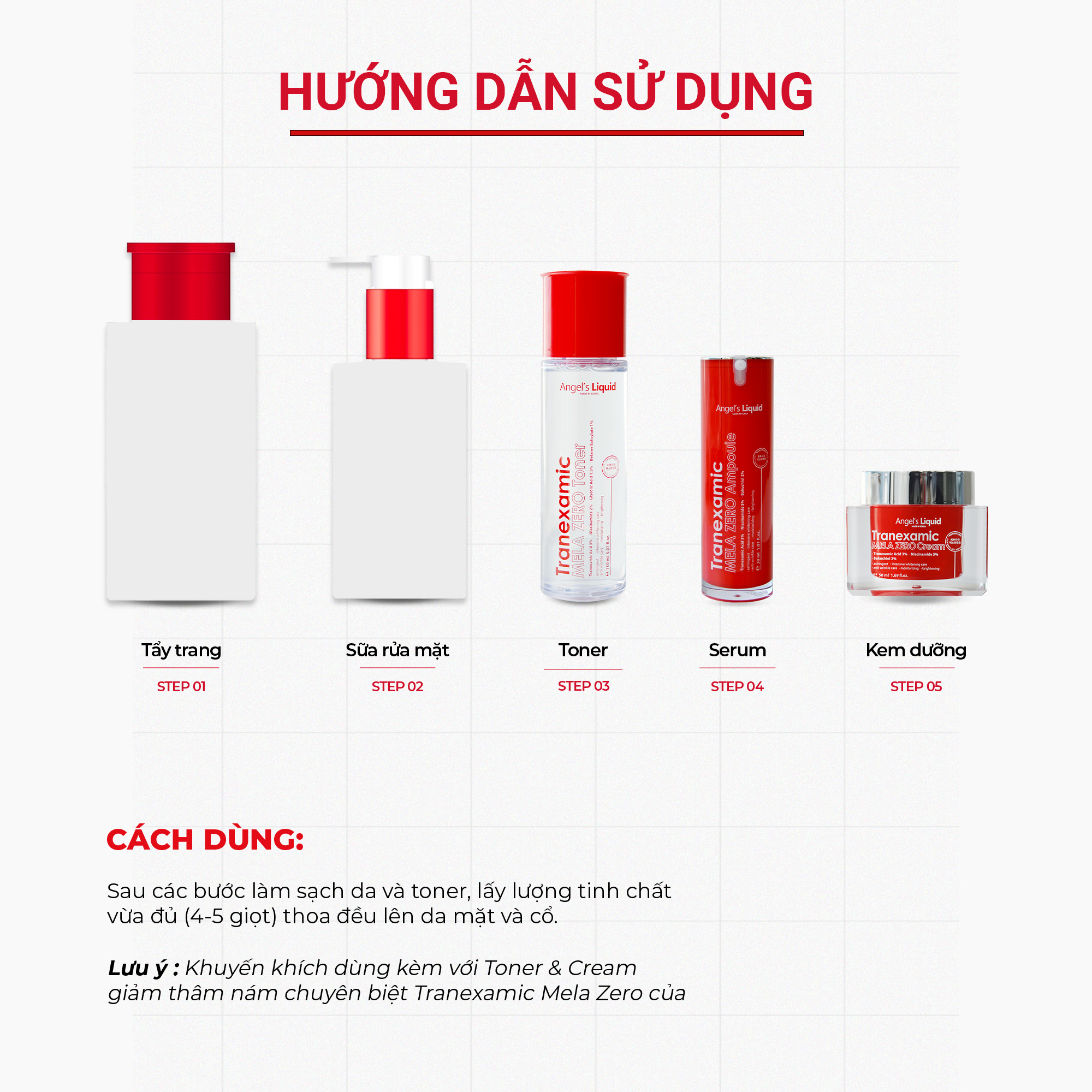 Serum ANGEL’S LIQUID TRANEXAMIC MELA ZERO AMPOULE hỗ trợ giảm thâm nám chuyên biệt (chai 30ml)