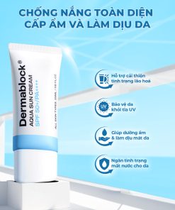Kem chống nắng cấp ẩm và làm dịu cho da xâm lấn, treatment Dermablock Aqua Sun Cream SPF50+ PA++++ 35ml