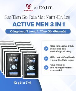 Dây 12 gói Sữa Tắm Gội Rửa Mặt Nam 3in1 +Dr.lee Active Men