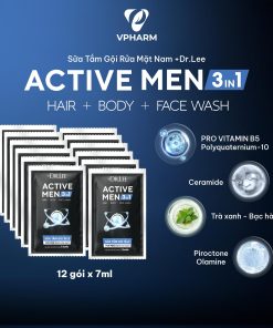 Dây 12 gói Sữa Tắm Gội Rửa Mặt Nam 3in1 +Dr.lee Active Men