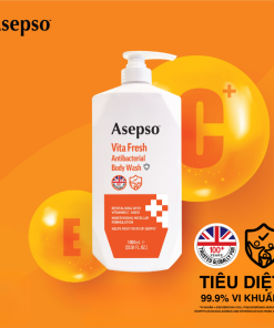 Sữa tắm kháng khuẩn ASEPSO dưỡng sáng da bổ sung Vitamin C & E 1000 ml