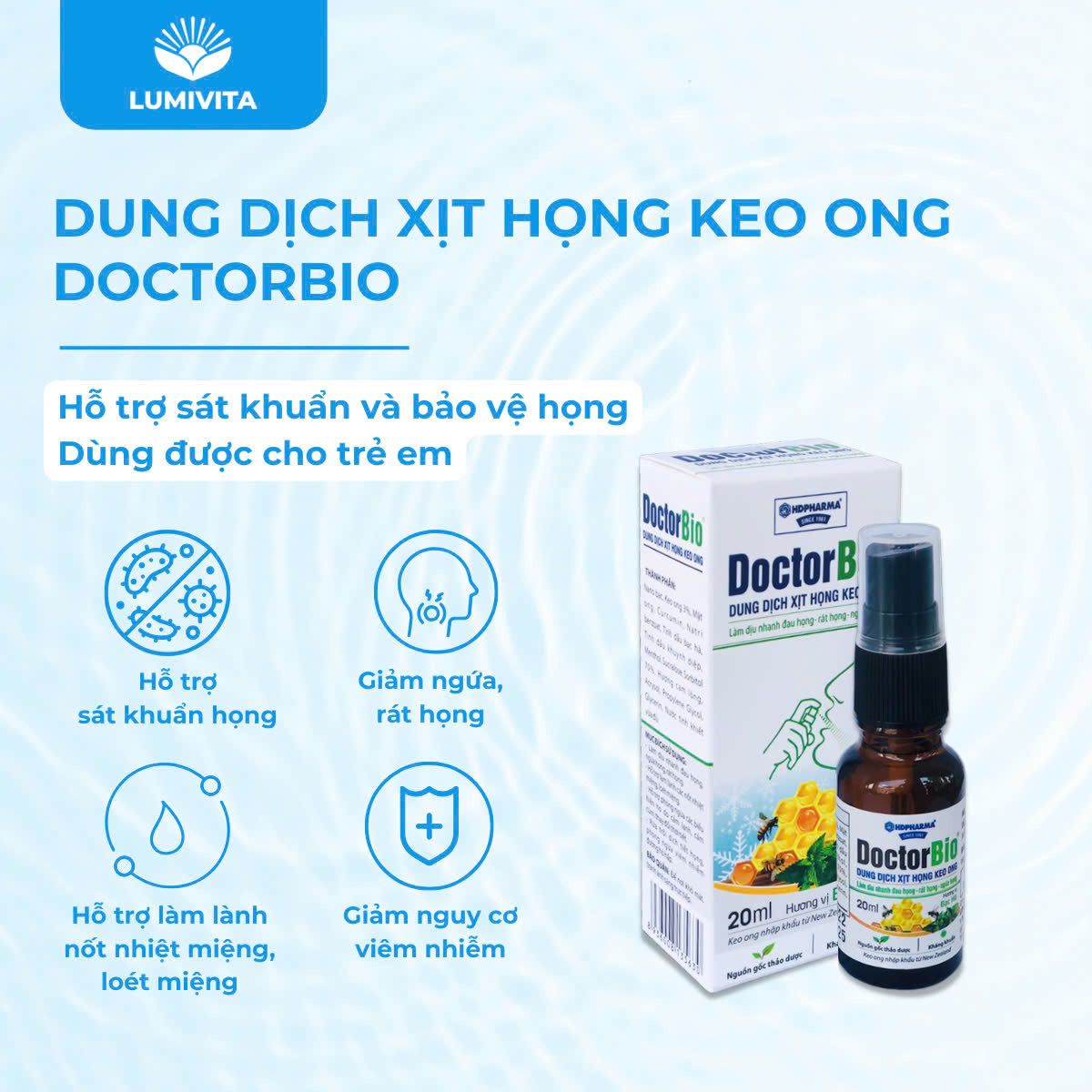 Bộ sản phẩm hỗ trợ phòng ngừa viêm mũi, họng dành cho người lớn DOCTORBIO
